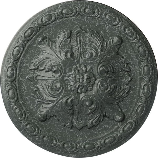 Ekena Millwork 11-3/4" x 3/8" Stockport Urethane Ceiling Medallion, Athenian Green Crackle