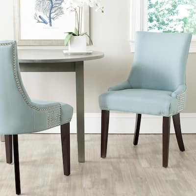Gretchen Light Blue/Espresso Cotton/Linen Side Chair (Set of 2)