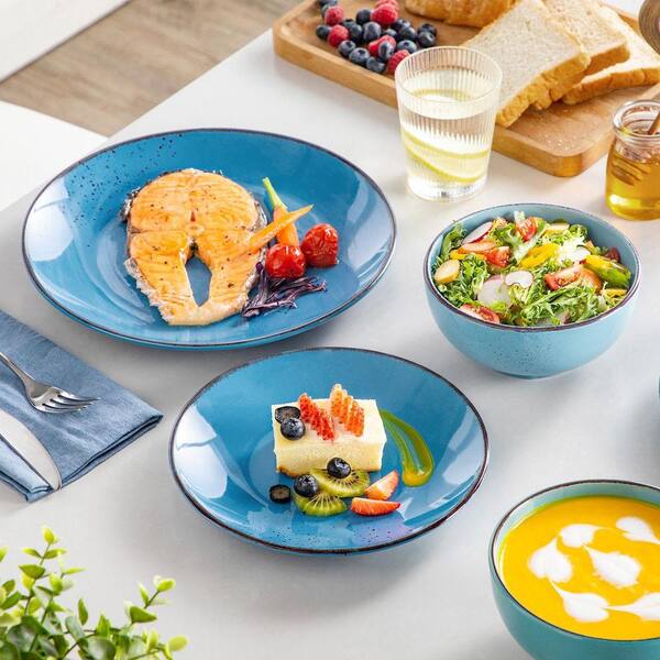vancasso 12-Piece Multi-blue Stoneware Dinnerware Set Service for