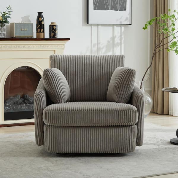 Gray Swivel Accent Barrel Chair and Half Swivel Sofa