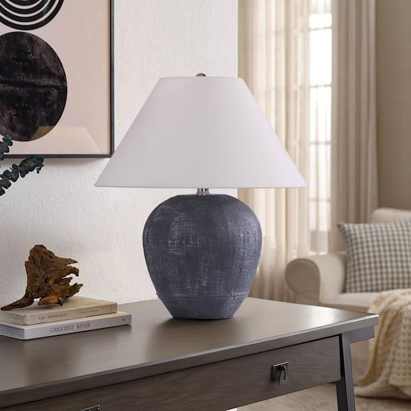 Uixe 18.11 in. Dark gray Ceramic table lamp with cone-shaped