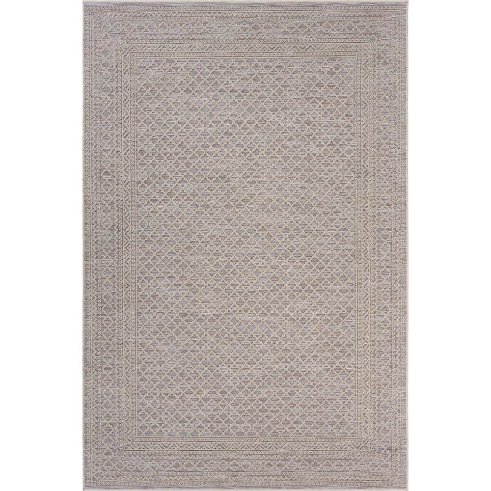 Turkish Beige 7 ft. 9 in. x 9 ft. 9 in. Classic Trellis Bordered Indoor/Out