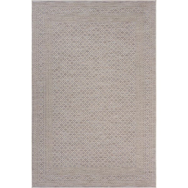 Unbranded Turkish Beige 7 ft. 9 in. x 9 ft. 9 in. Classic Trellis Bordered Indoor/Outdoor Area Rug