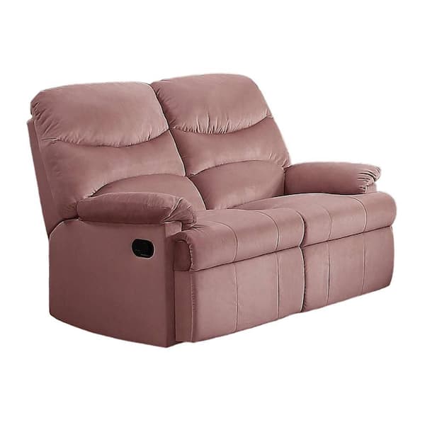 Karry Blush Pink Polyester Glider Recliner Manual Loveseat