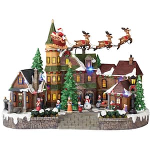 12.5 in. Animated Musical LED Village with Santa Sleigh