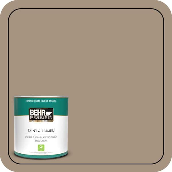 BEHR PREMIUM PLUS 1 qt. #PPU7-05 Pure Earth Semi-Gloss Enamel Low Odor Interior Paint & Primer