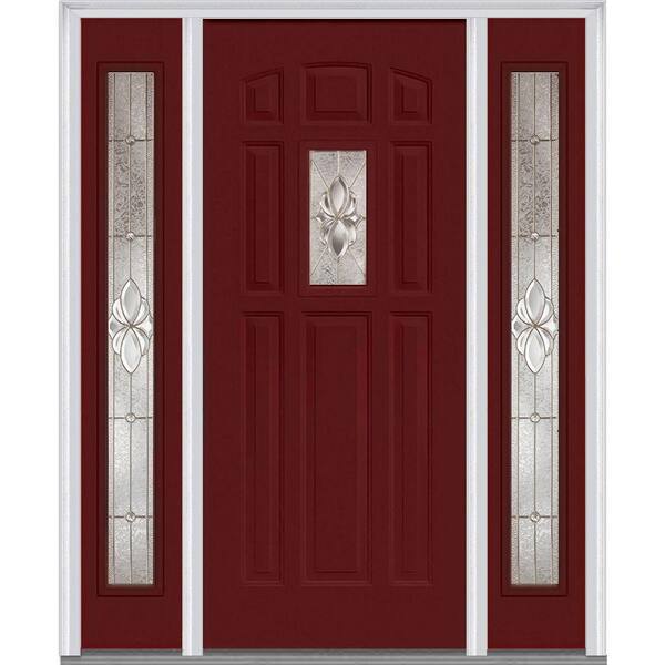 MMI Door 60 in. x 80 in. Heirloom Master Left-Hand 1-Lite Decorative Painted Fiberglass Smooth Prehung Front Door with Sidelites