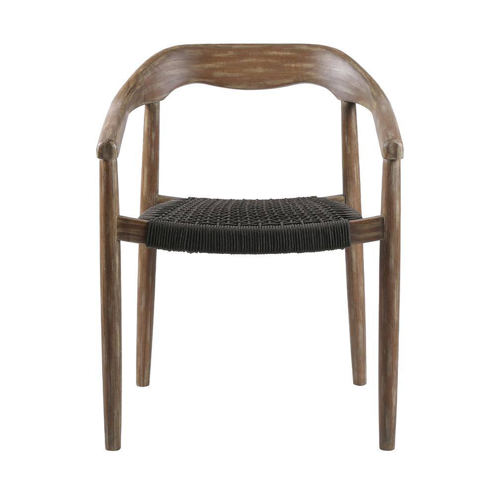 Santo Eucalyptus Wood and Charcoal Rope Arm Chair Set