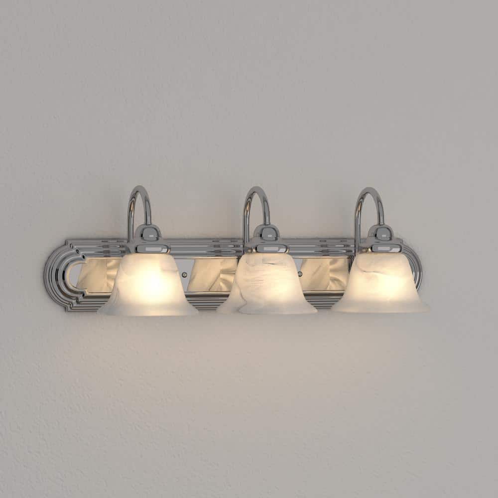 Ballerina 24" Chrome Vanity Light with Alabaster Glass