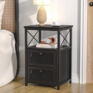 Modern Black Nightstand with Drawer Versatile End Tables for Bedroom, Living Room, or Office - Easy Assembly