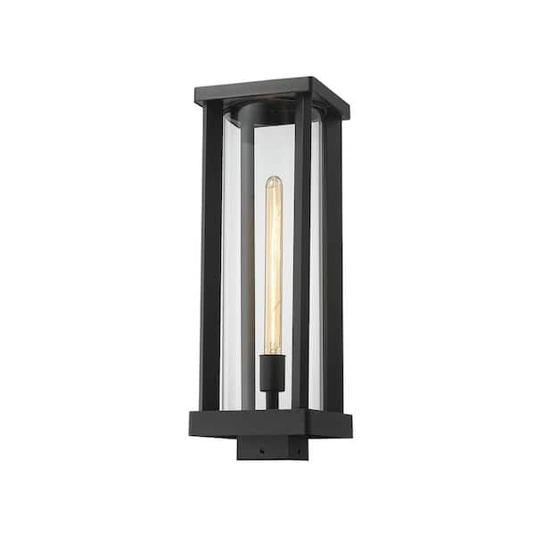 Unbranded Glenwood 20 in. 1-Light Black Aluminum Hardwired Outdoor Weather Resistant Post Light Square Fitter w/No Bulb Included