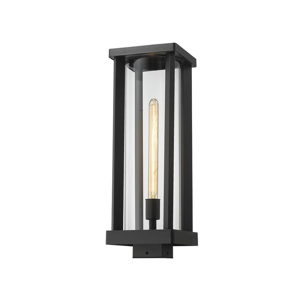 Unbranded Glenwood 1 Light Black 20 in Aluminum Hardwired Outdoor Weather Resistant Post Light Square Fitter with No Bulb Included - 1