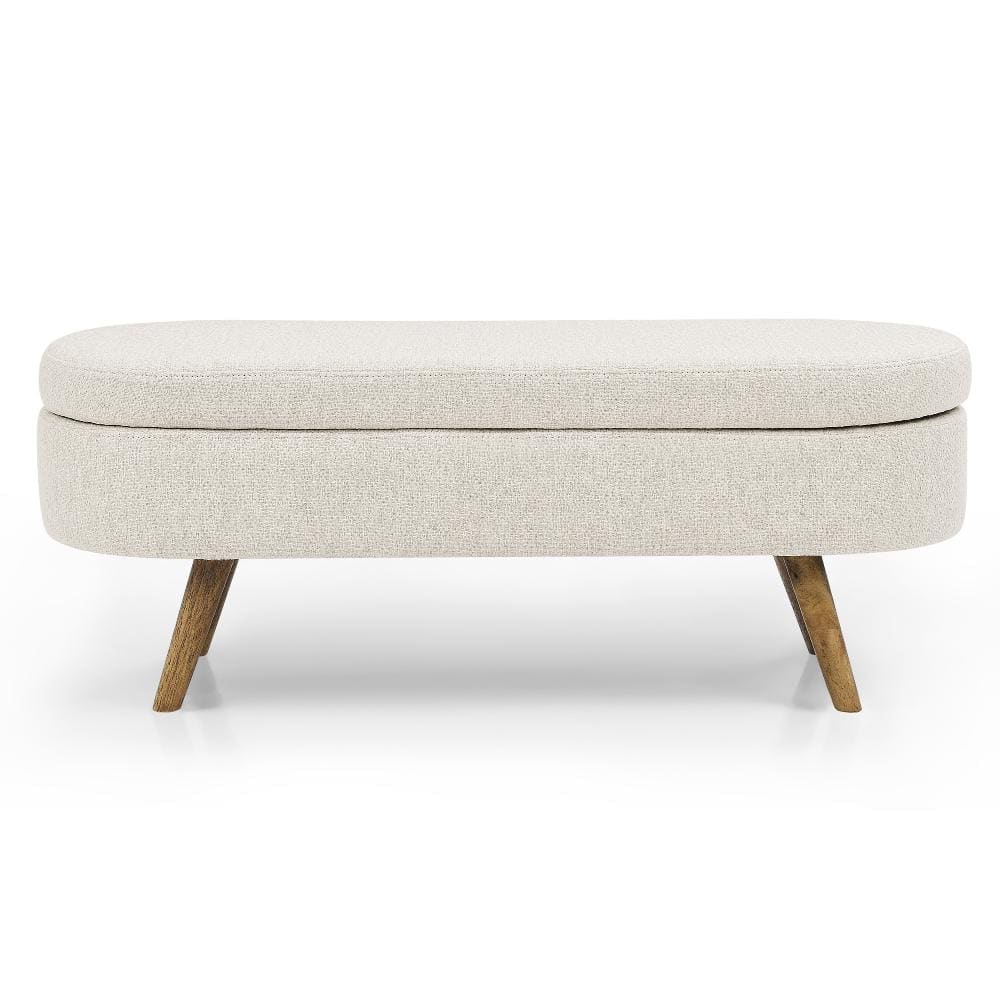 Oval Storage Bench Mid Century Lift Top Tapered Wood Legs Entryway Bedroom Seating and Organizer price history on PriceWatchPro