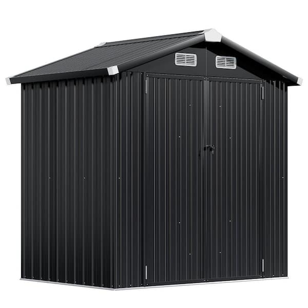 LORD ブラックメタル　blackl Sizzim 6 ft. W x 4 ft. D Black Metal Shed with Lockable Door and