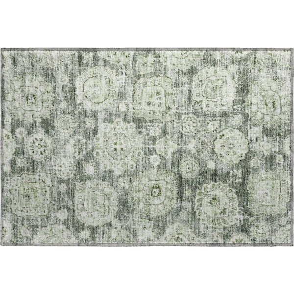 Mayfield Premium Machine Washable Indoor/Outdoor Geometric AMF634 Aloe 1 ft. 8 in. x 2 ft. 6 in. Area Rug