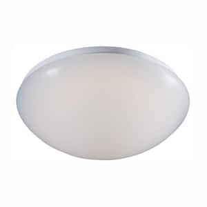 14 in. Low-Profile 1-Light White LED Puff Flush Mount