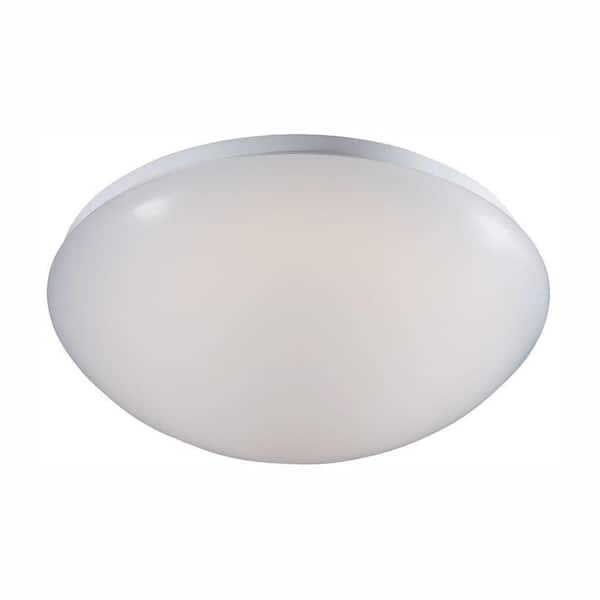 Commercial Electric 14 in. Low-Profile 1-Light White LED Puff Flush Mount