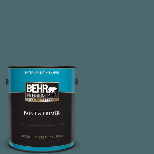 BEHR PREMIUM PLUS 1 gal. #500F-7 Mythic Forest Satin Enamel Exterior Paint & Primer