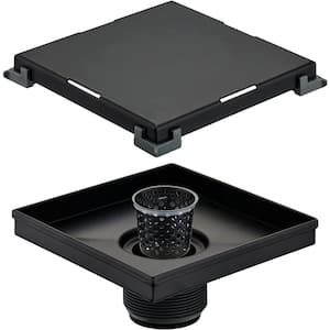 6 in. W X 6 in. D Black Square Shower Drain Cover, Stainless Steel 6-In. Bathroom Shower Drainage Pipe