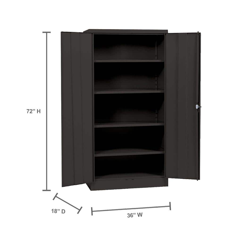 Black Steel Freestanding Lockable Office Cabinet with Adjustable Shelving