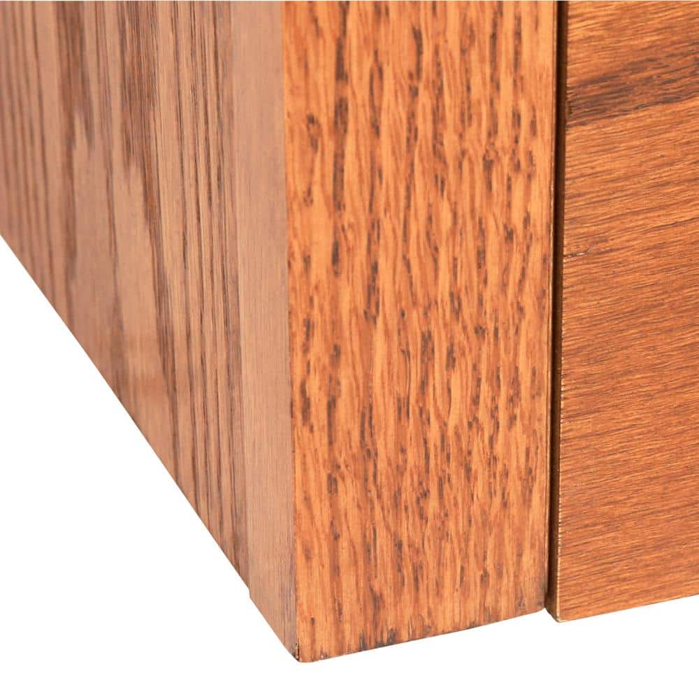 Elegant Dry Oak Wood Double Wide Bookcase with Adjustable Shelves