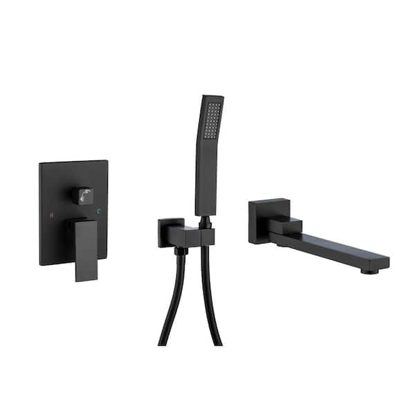 Mondawe Mondawell Swivel Single-Handle 1-Spray High Pressure Tub and Shower Faucet in Matte Black Valve Included