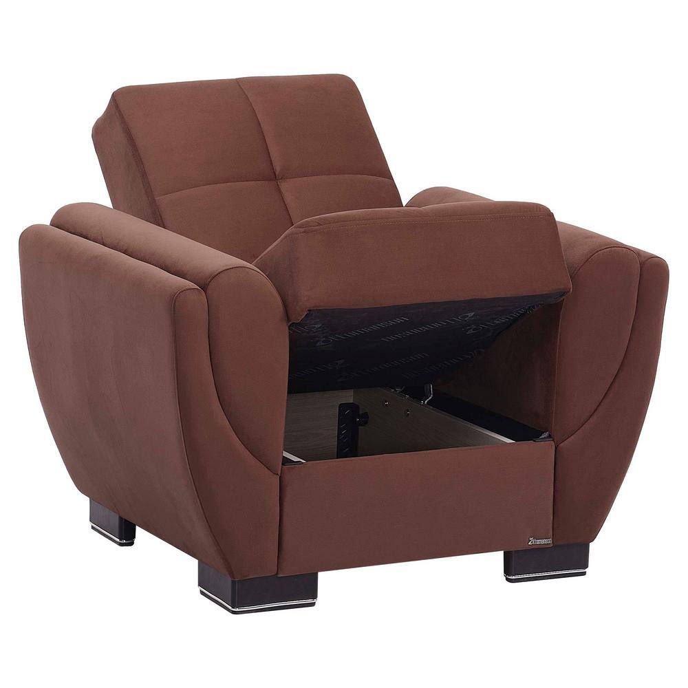 Brown Microfiber Metal Sleeper Accent Chair with Spot Pattern