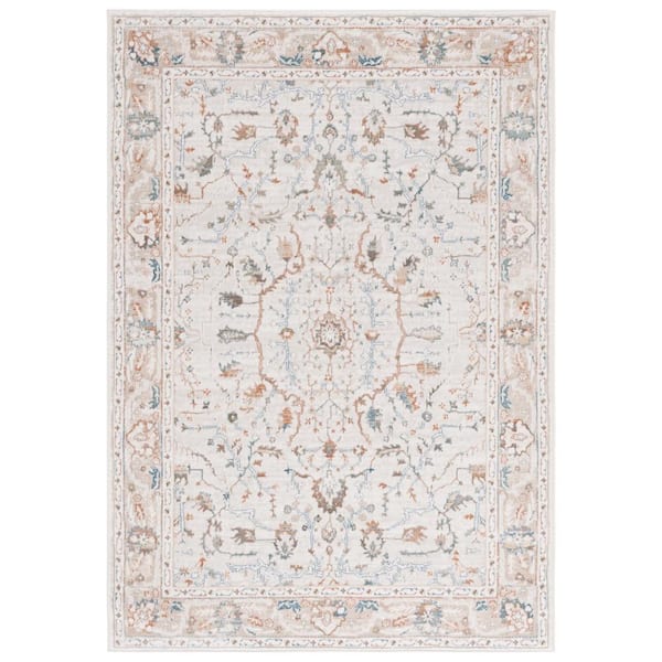 Martha Stewart Beige/Gray 5 ft. x 7 ft. Floral Ornate Area Rug