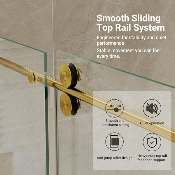 その他 SLIDER(Gold) 0 dwos6rj TOOLKISS 55 in. to 60 in. W x 76 in. H Sliding Frameless Shower