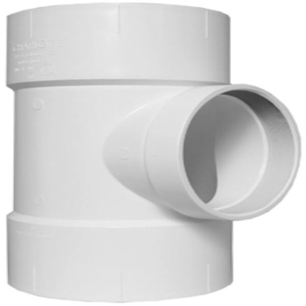 Charlotte Pipe 10 in. x 10 in. x 4 in. PVC DWV Flush Cleanout Tee