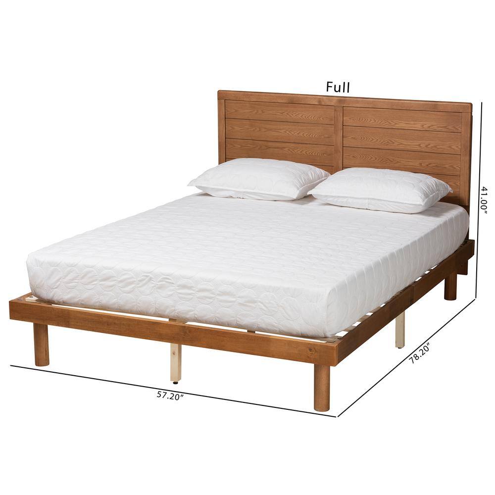 Daina Walnut Wood Full Size Platform Bed with Headboard