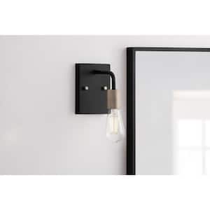 Northvale 4 in. 1-Light Matte Black Industrial Bathroom Vanity Light