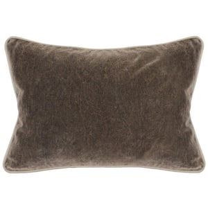 Brown Rectangular Fabric Throw Pillow with Solid Color and Piped Edges 5 in. L x 20 in. W x 14 in. H