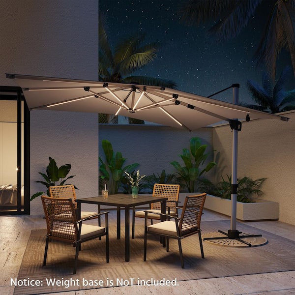allen roth 10 ft square offset patio umbrella 10' x 10' Saville assembled for easy setup Outdoor Offset Outdoor Cantilever Umbrella