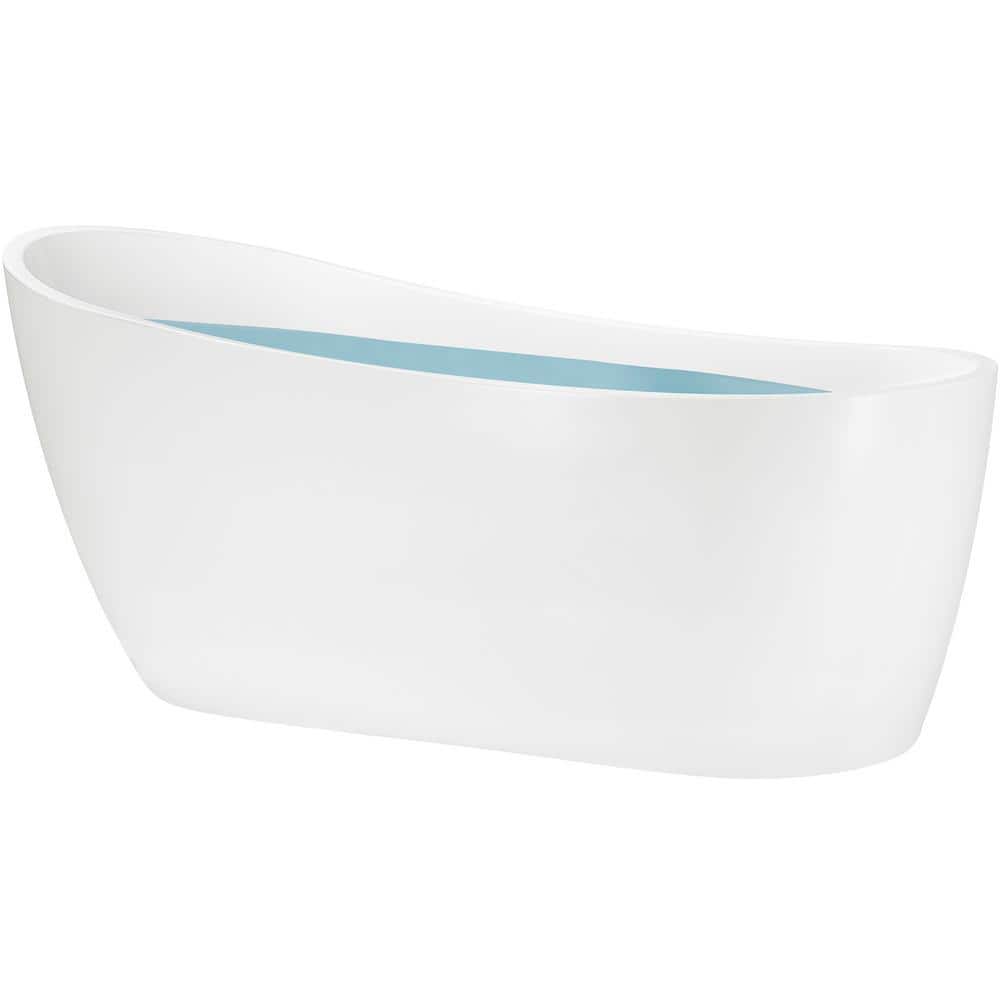 67" White Acrylic Freestanding Soaking Bathtub