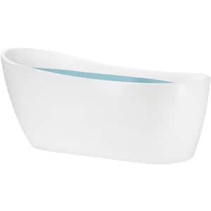 67 in. Acrylic Single Slipper Flatbottom Non-Whirlpool Bathtub in Glossy White