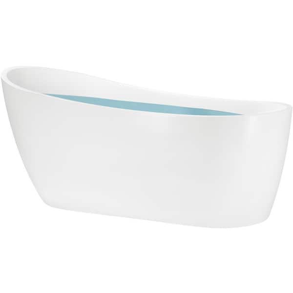 67 in. Acrylic Single Slipper Flatbottom Non-Whirlpool Bathtub in Glossy White