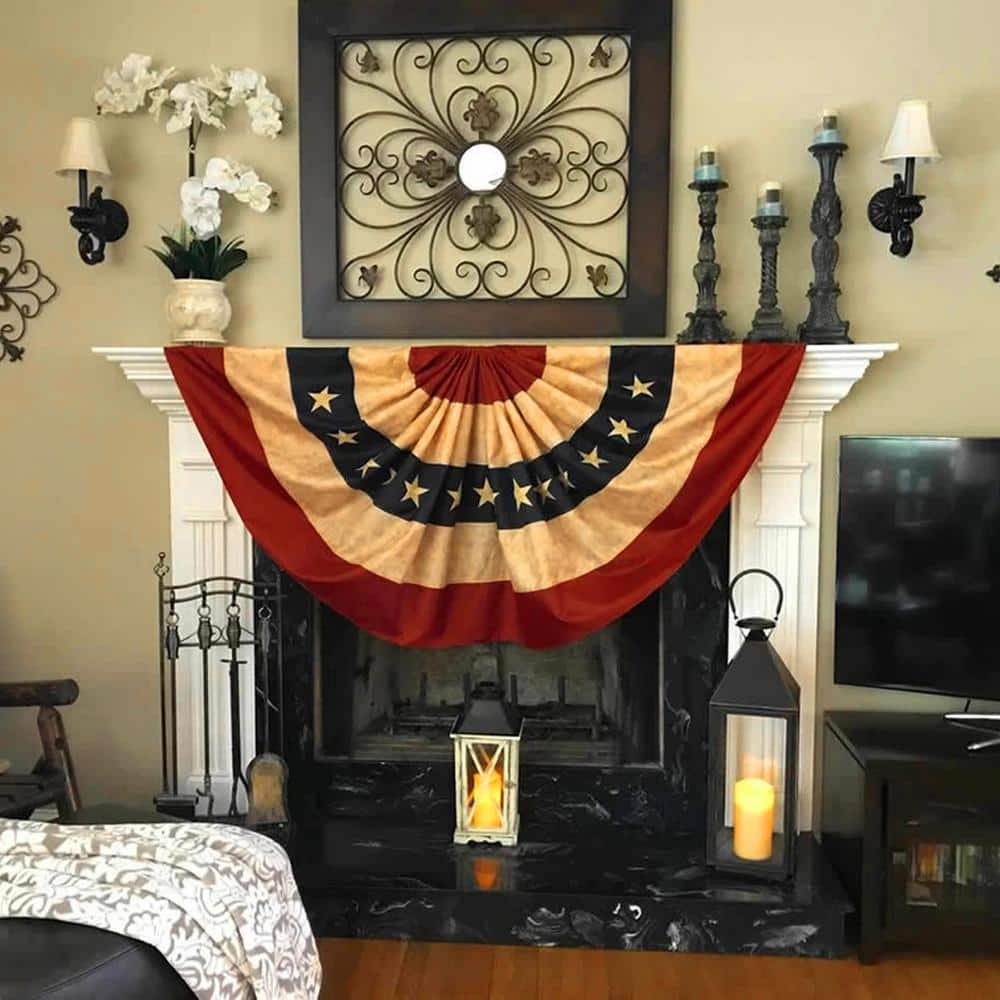 Vintage Style 3x6 Ft Patriotic Nylon Pleated Fan Flag