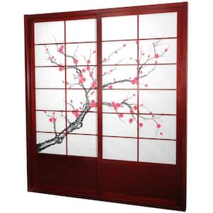 7 ft. Rosewood Cherry Blossom 2-Panel Sliding Door