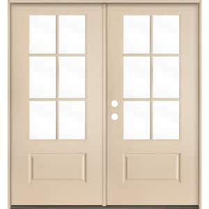 UINTAH Farmhouse 72 in. x 80 in. 6-Lite Right-Active/Inswing Clear Glass Unfinished Double Fiberglass Prehung Front Door