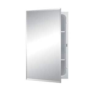Horizon 16 in. W x 26 in. H Medium Rectangular Steel Recessed Medicine Cabinet with Beveled Mirror in White