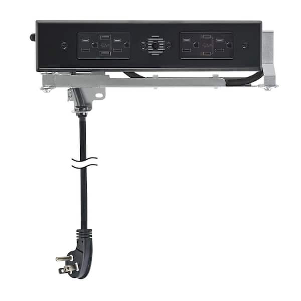 Black 15 Amp Blade Duo In-Drawer Outlet with (2) 30-Watt USB-C, (2) USB-A and (4) AC Ports