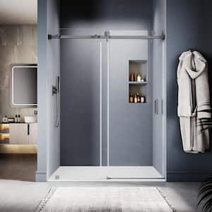 UKS05 50 to 55 in. W x 76 in. H Sliding Frameless Shower Door in Space Gray, EnduroShield 3/8 in. SGCC Clear Glass