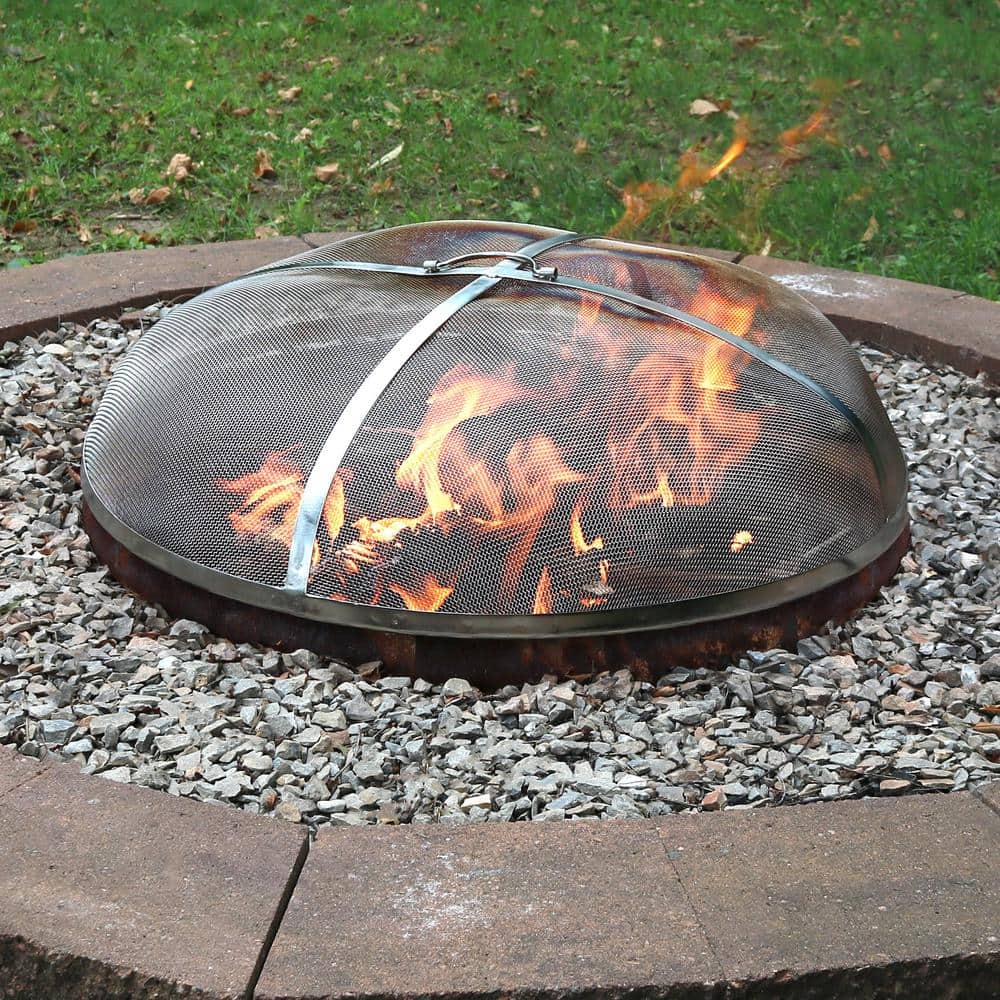 36-Inch Silver Stainless Steel Mesh Fire Pit Spark Screen Cover