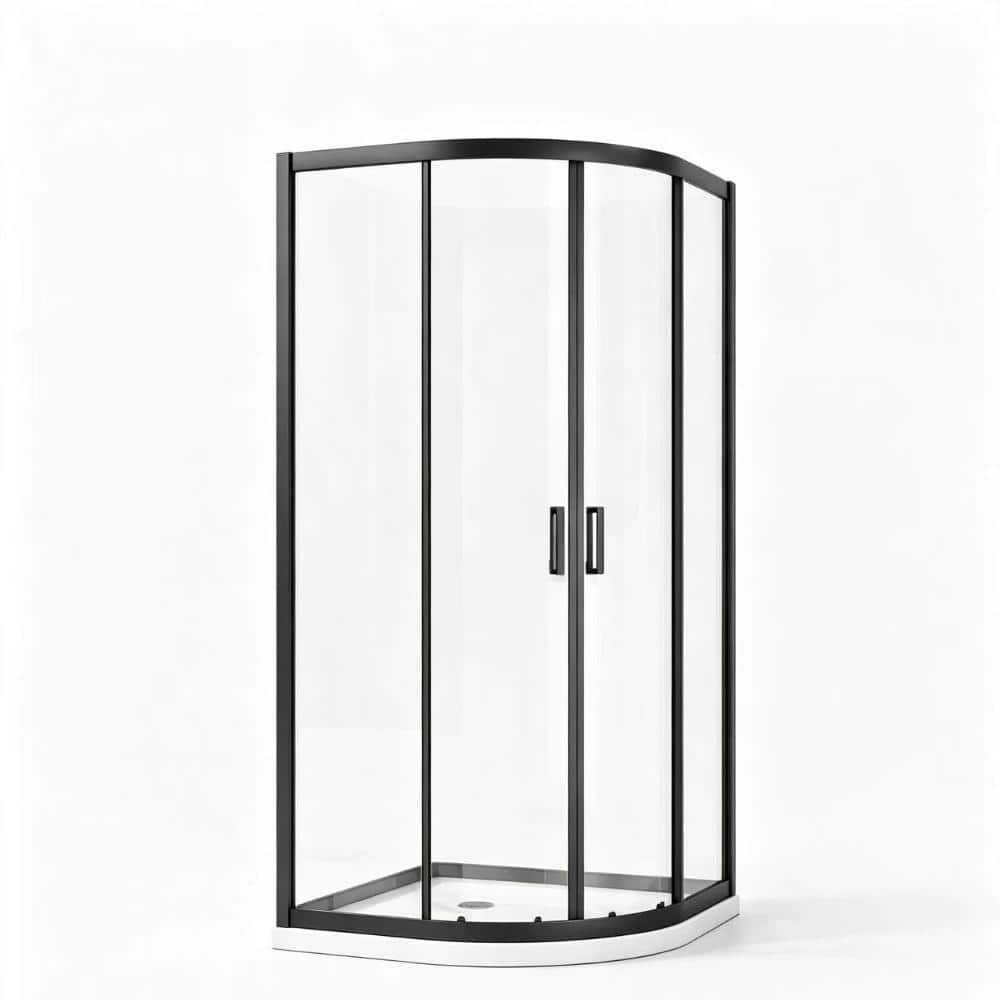 "36""D x 36""W x 72""H Quarter Round Corner Shower Enclosure, Double Sliding 6mm Tempered Glass, Matte Black Frame" price history on PriceWatchPro