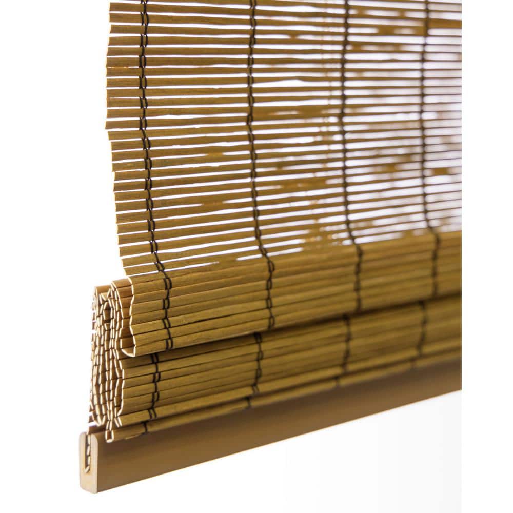 Fox Brown Cordless Bamboo Roman Outdoor Woven Shade 47" x 64"