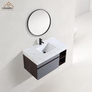 42 in. W x 22 in. D x 19 in. H Single Bath Vanity in Rock Grey with White Engineered Stone Top Ceramic Undermount Sink