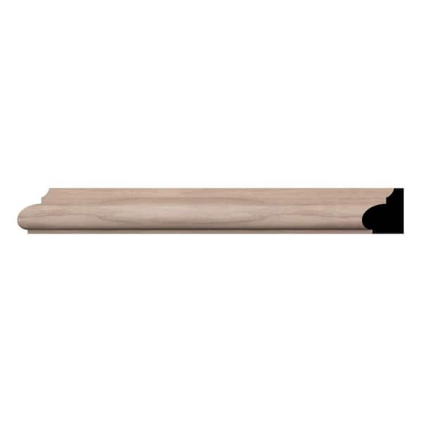 Ekena Millwork WM1207 11/16 in. D x 7/8 in. W x 96 in. L Americraft Solid Hardwood Stain Grade Base Cap Moulding, Walnut