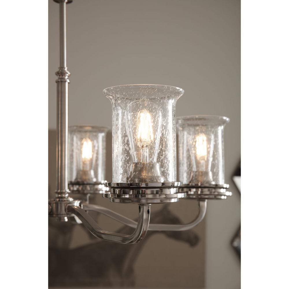 Winslett Brushed Nickel 5-Light Chandelier with Seeded Glass Shades