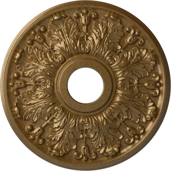 Ekena Millwork 1-1/8 in. x 16-1/2 in. x 16-1/2 in. Polyurethane Apollo Ceiling Medallion, Pale Gold